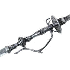 Lady Maria double-bladed prop center detail showing the ornate grip and junction with the short blade