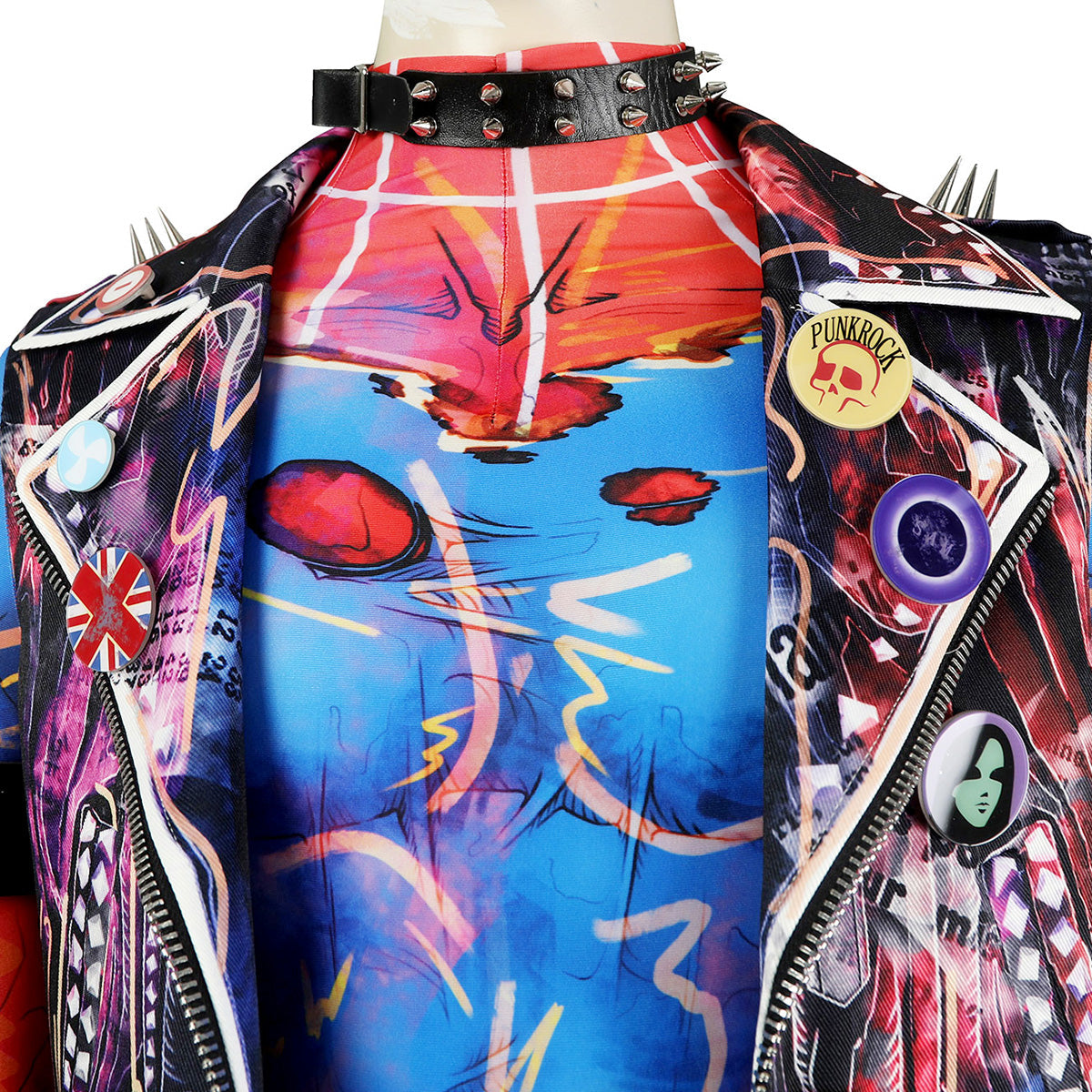 Spider-Verse Spider-Punk Hobie Cosplay Costume with Wig