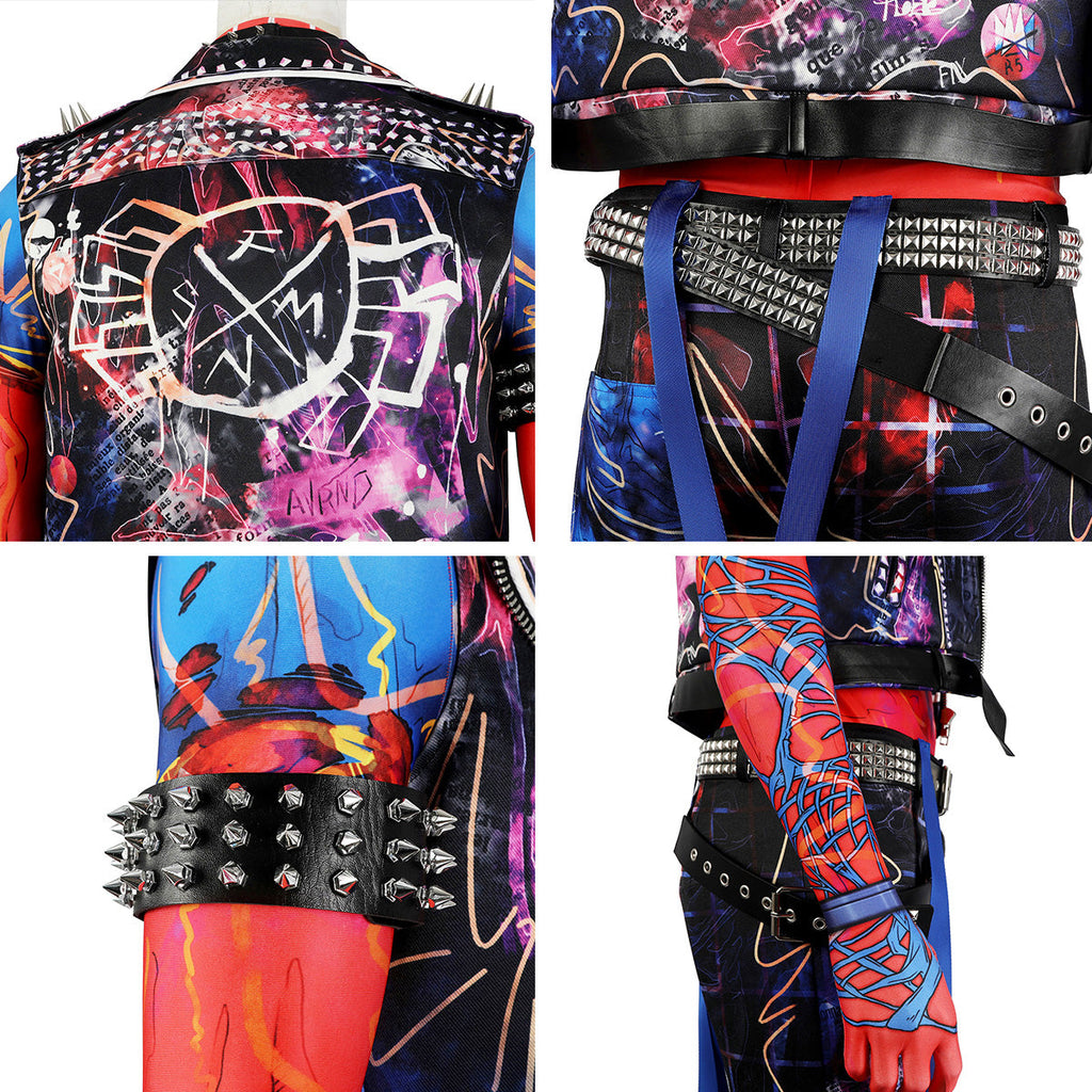 Spider-Verse Spider-Punk Hobie Cosplay Costume with Wig