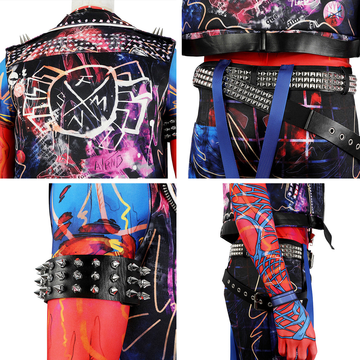 Spider-Verse Spider-Punk Hobie Cosplay Costume with Wig