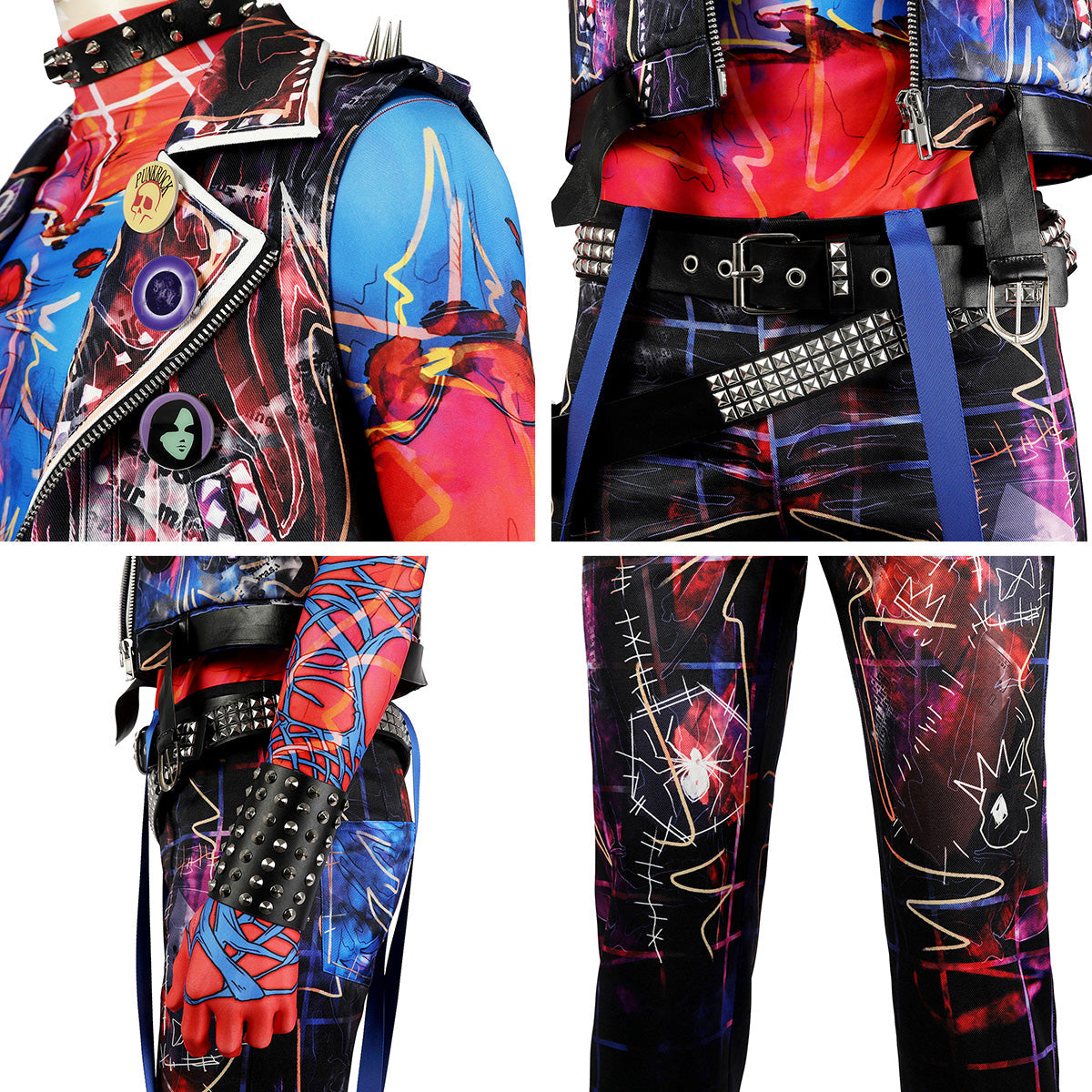 Spider-Verse Spider-Punk Hobie Cosplay Costume with Wig