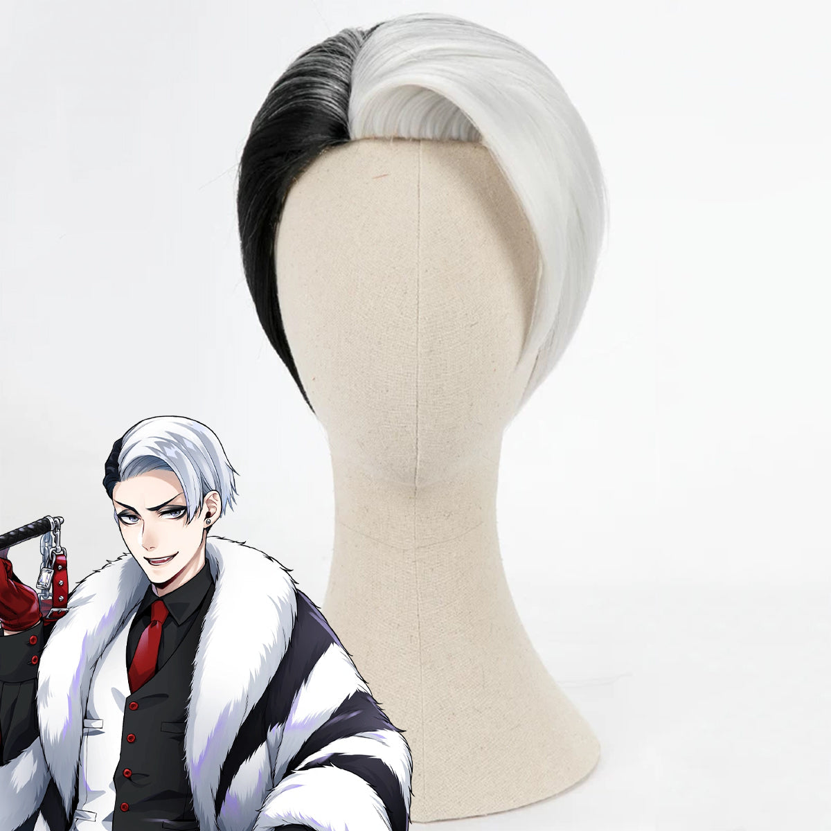 Twisted Wonderland Divus Crewel Black White Cosplay Wig