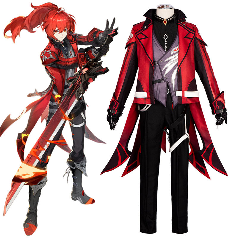 Genshin Impact Diluc Red Dead of Night Cosplay Costume