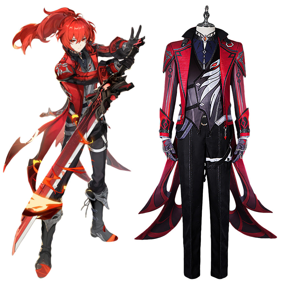 Genshin Impact Red Dead of Night Diluc Cosplay Costume