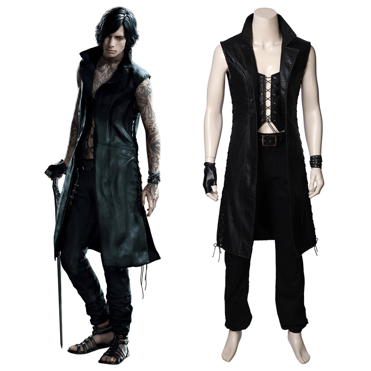 Devil May Cry 5 V Black Sleeveless Cosplay Costume