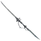 Lady Maria double-bladed cosplay prop displayed diagonally with a long patterned blade and shorter opposite blade