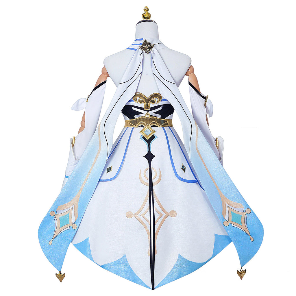 Genshin Impact Lumine Blue and White Edition Cosplay Costume
