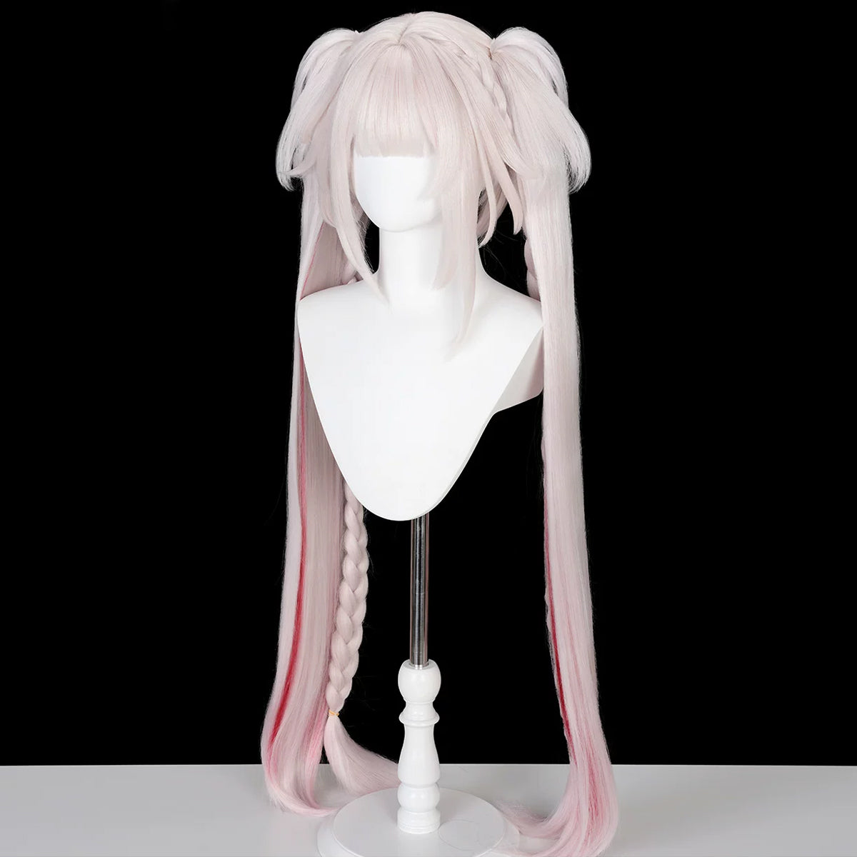 Three-quarter view of the Candy-Coated Waves Sparxie wig showing pale pink lengths with deeper pink streaks