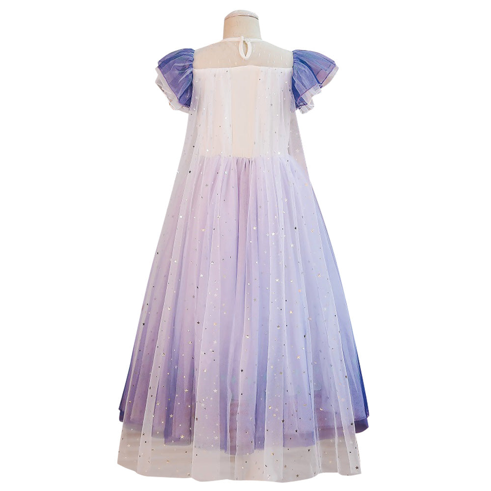 Kids Child Size Disney Frozen 2 Elsa Purple Dress Cosplay Costume