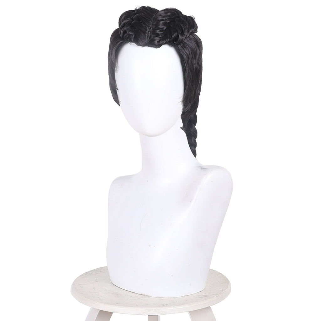 Angled front view of the Prowler Miles Morales wig showing the center part and braids over the crown