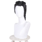 Angled front view of the Prowler Miles Morales wig showing the center part and braids over the crown