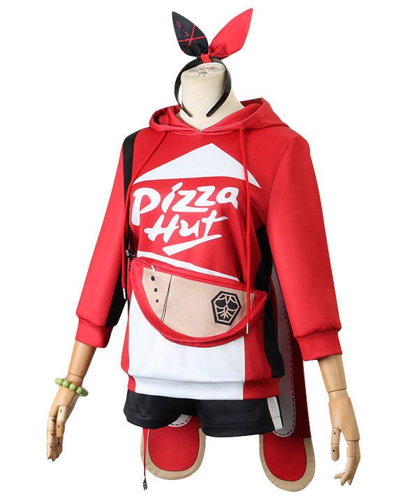Genshin Impact Amber Pizza Hut Halloween Cosplay Costume