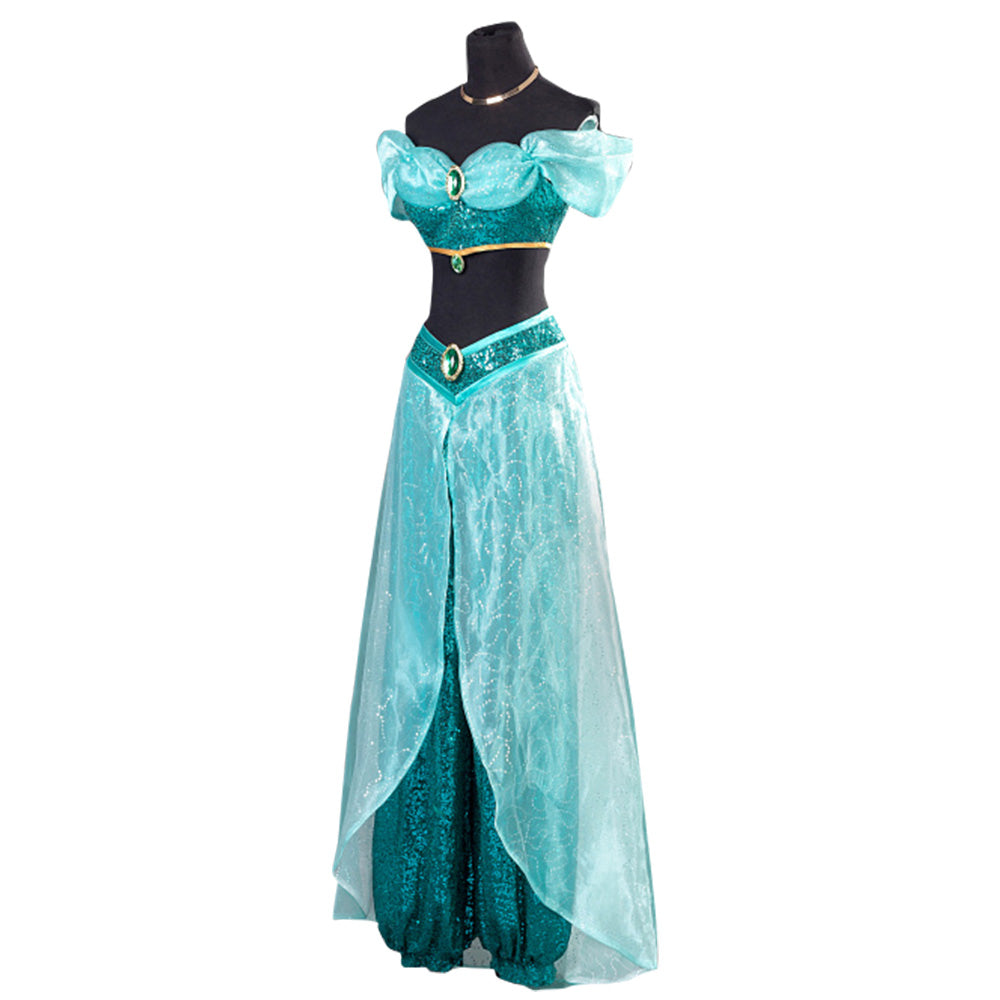 Disney Aladdin Princess Jasmine Dress Cosplay Costume - New Edition