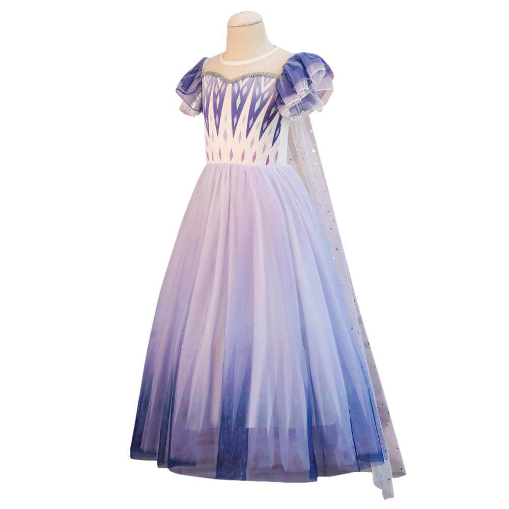 Kids Child Size Disney Frozen 2 Elsa Purple Dress Cosplay Costume