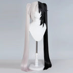 Opposite angled view of the Sparxie wig showing white face-framing strands and curved twin-tail ends