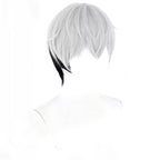 Opposite angled view of the Mizuki wig showing a pointed central fringe and contrasting black lower layers