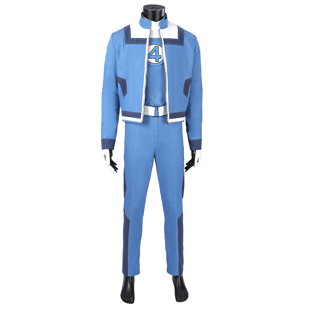 Human Torch blue jacket and trousers shown from the front without boots, with a white belt and gloves