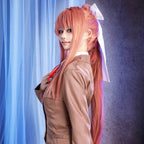 Side upper-body view of the Doki Doki Literature Club uniform showing the brown blazer shoulder, sleeve and waist seam
