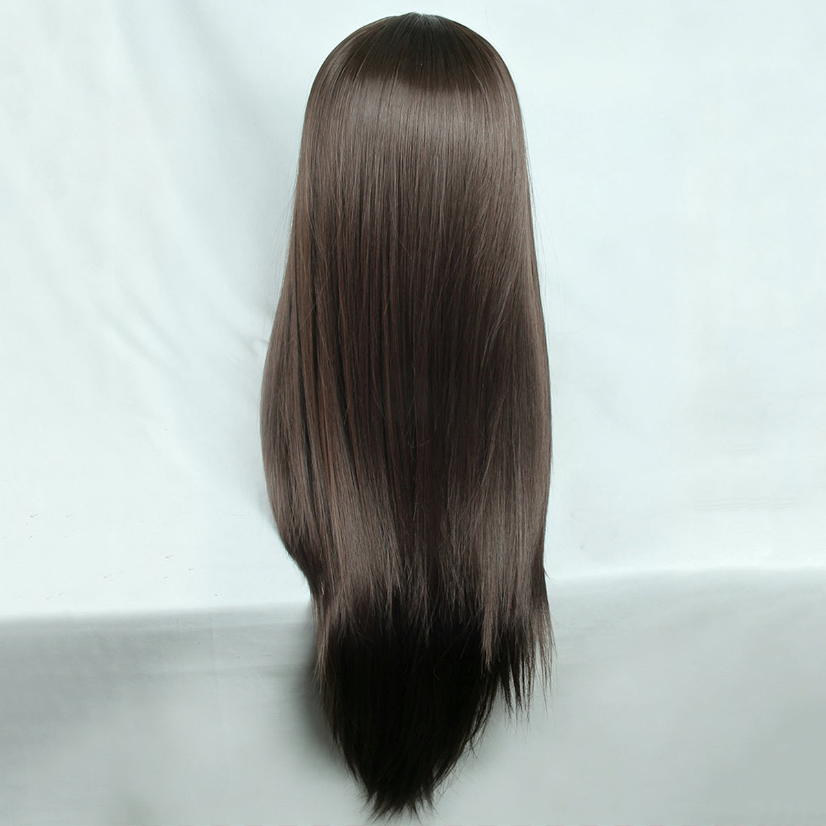Back view of the Hyuna long brown cosplay wig showing straight hair and tapered ends