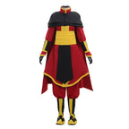 Zuko costume displayed with the plain black shoulder cape and without the gold-edged upper shoulder panel