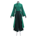 Suki green wrap-front robe and dark pleated lower layer displayed without armor-style panels or wrist guards