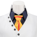 Aokiji Kuzan uniform neckline close-up showing the yellow tie with red trim, navy collar and diagonal vest buttons
