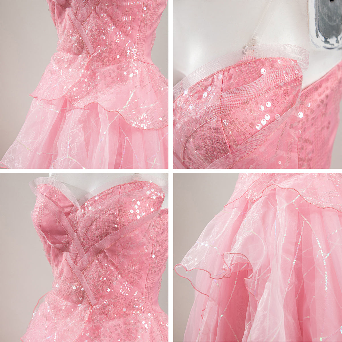 Wicked (2024) Glinda Pink Dress Cosplay Costume
