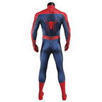 Back view of the Tobey Maguire Spider-Man suit without the mask, showing the red spider emblem