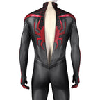Miles Morales cosplay jumpsuit with the rear zipper opened from the collar to the lower back