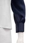 Aokiji Kuzan navy shirt sleeve detail showing the gathered cuff beside the white vest