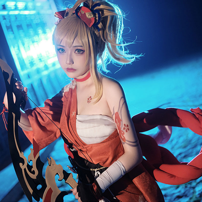 Genshin Impact Yoimiya Cosplay Costume