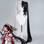 Honkai Star Rail Sparxie black-and-white twin-tail cosplay wig beside a character illustration