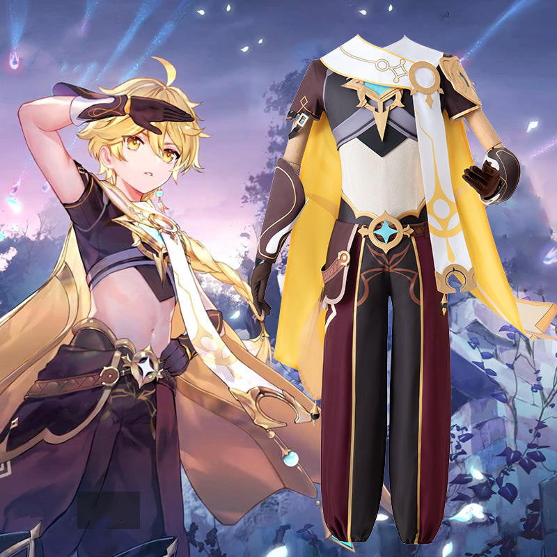 Genshin Impact Aether Male Traveler Cosplay Costume