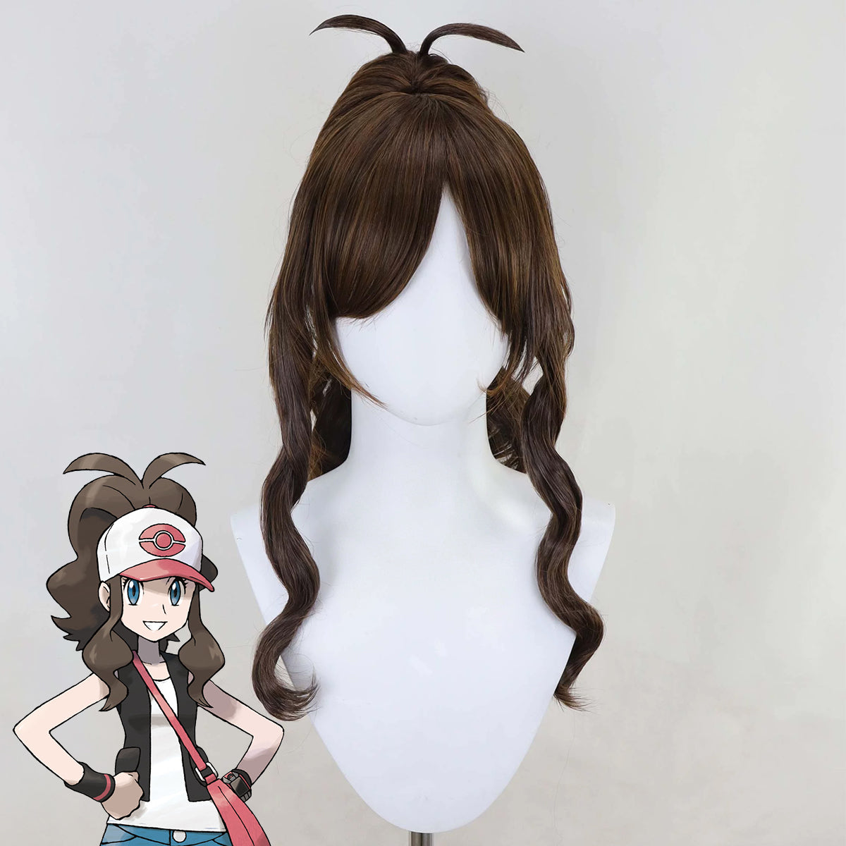 PM Black White PM Hilda Brown Cosplay Wig