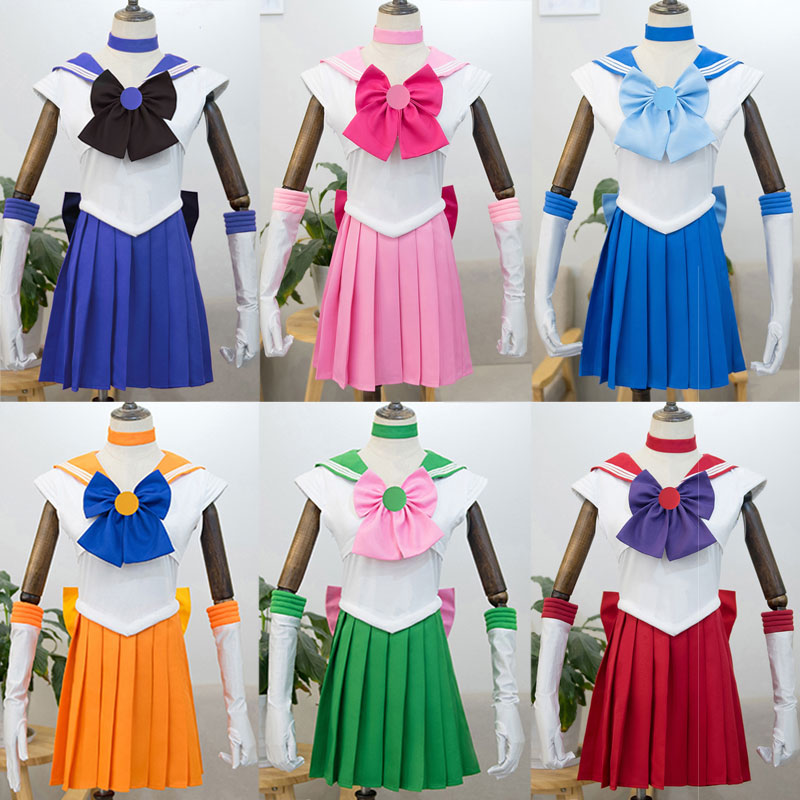 Sailor Moon Hotaru Tomoe Michiru Kaiou Meiou Setsuna Sailor Pluto Chibiusa Tsukino Sailor Chibi Moon Makoto Kino Sailor Jupiter Haruka Tenoh Sailor Uranus Mizuno Ami Sailor Mercury Rei Hino Sailor Mars Minako Aino Sailor Venus Halloween Cosplay Costume