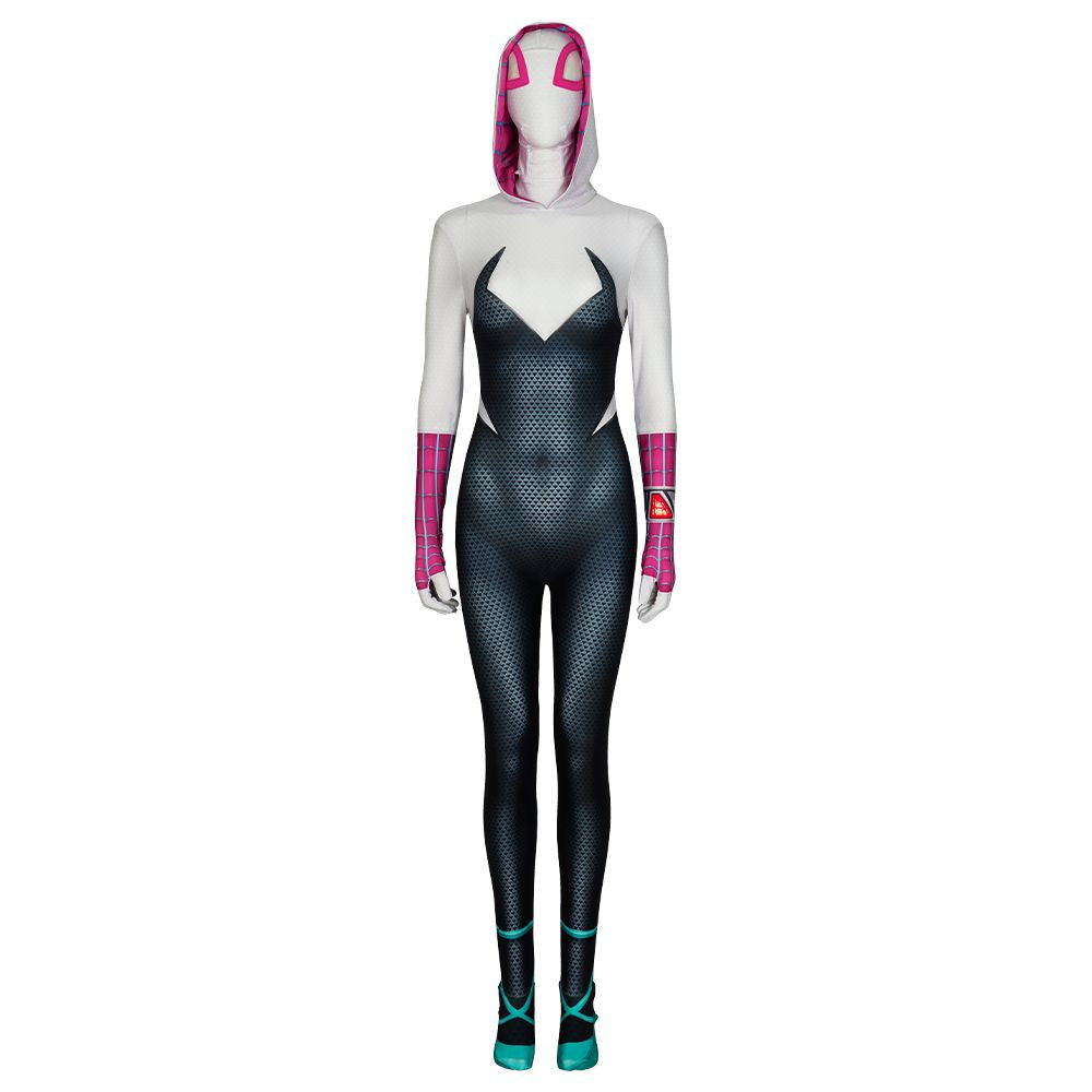 Across the Spider-Verse Gwen Stacy Cosplay Jumpsuit and Mask