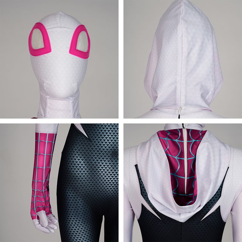 Across the Spider-Verse Gwen Stacy Cosplay Jumpsuit and Mask