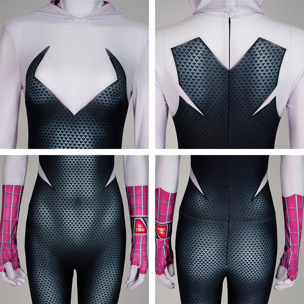 Across the Spider-Verse Gwen Stacy Cosplay Jumpsuit and Mask