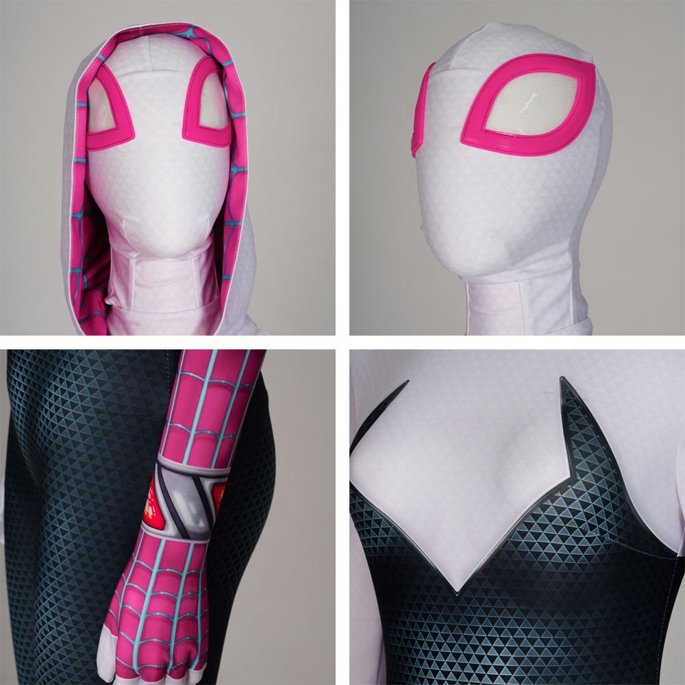 Across the Spider-Verse Gwen Stacy Cosplay Jumpsuit and Mask